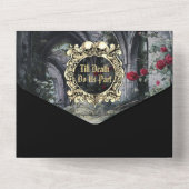 Gotische Ruïnes Rozen Bloemstuk Bruiloft All In One Uitnodiging (Achterkant)