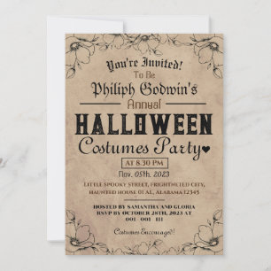  Gotische rustieke Halloween Kostuum Party Kaart