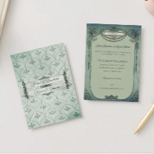 Gotische Sage Green Wedding Folie Uitnodiging
