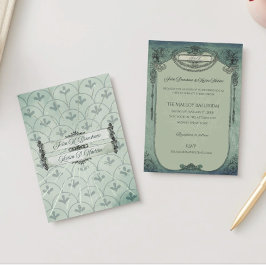  Gotische Sage Green Wedding Folie Uitnodiging