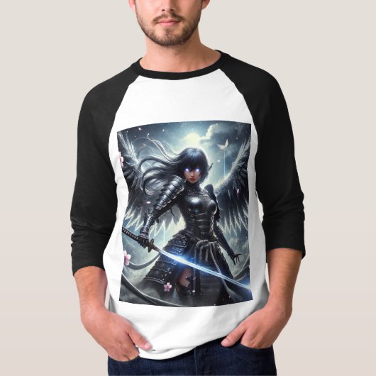 ⚔️ Gotische Samurai Angel - Strijder van de Schadu T-shirt (Voorkant)