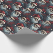 Gotische Santa schedels Zwart Blauw Rood Kerstmis Cadeaupapier (Hoek)