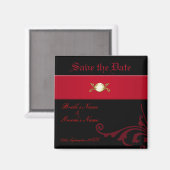 Gotische Save the Date Magnet Zwart en Rood (Voorkant / Achterkant)