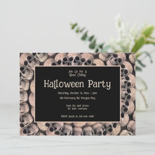 Gotische schedel Abstract Halloween Party Kaart (Staand voorkant)