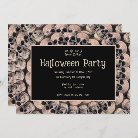 Gotische schedel Abstract Halloween Party Kaart (Voorkant / Achterkant)