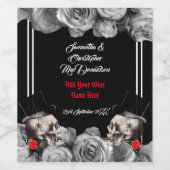Gotische schedel biker of rock thema zwart bruilof wijn etiket (Enkel label)