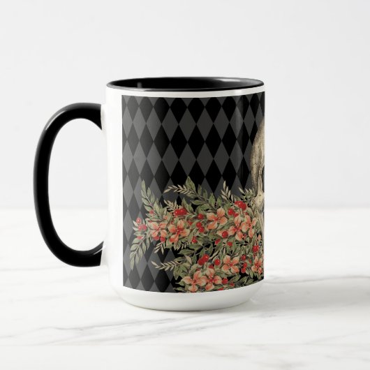 Gotische schedel & Bloemen Mok (Links)