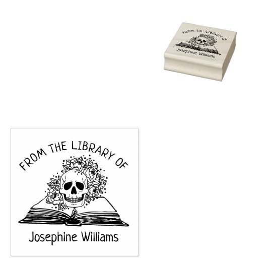 Gotische schedel bloemen uit de bibliotheek van he rubberstempel (Gestempeld)
