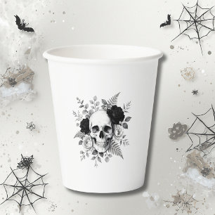 Gotische Schedel Bloemige Halloween Papieren Bekers