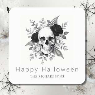 Gotische Schedel Bloemrijke Halloween Vierkante Sticker