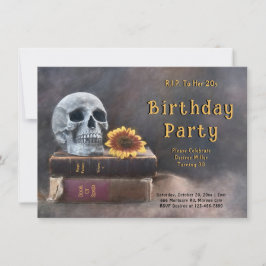 Gotische schedel  boek Zonnebloem RIP naar haar 20 Kaart