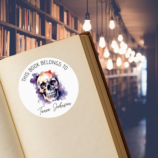 Gotische schedel boekenplaat Stickers | Dit boek h