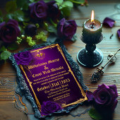 Gotische Schedel & Botten Paarse bruiloft Kaart