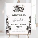 Gotische schedel bruid of Die Bachelorette Welkom Poster<br><div class="desc">Of je nu een Halloween vrijgezellenweekend of een Bruid of Die thema strand feest plant, dit Gotische Bruid of Die Bachelorette Welkomstbord is een match gemaakt in de hemel. Op het bord staan zwarte bloemen en een gotische schedel. Personaliseer het poster eenvoudig om aan uw behoeften te voldoen. Dit Til...</div>