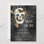 Gotische schedel bruid of sterven bruids douche ui kaart (Voorkant)