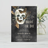 Gotische schedel bruid of sterven bruids douche ui kaart (Staand voorkant)