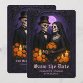 Gotische Schedel Candy Koppel Trouw Save the Date (Voorkant / Achterkant)