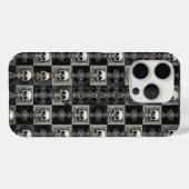 Gotische Schedel & Damast Schachbrett Phonehoes  Case-Mate iPhone Case (Achterkant (horizontaal))