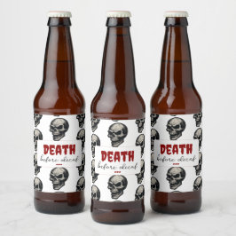 Gotische schedel ‘Dood voor decaf’ | Spooky Funny  Bier Etiket