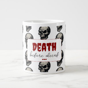 Gotische schedel ‘Dood voor decaf’   Spooky Funny  Grote Koffiekop