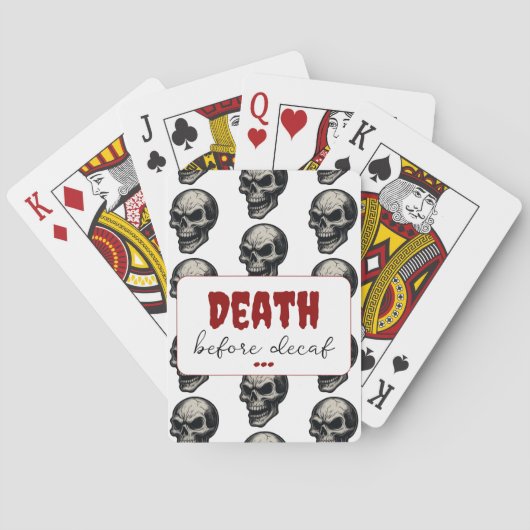 Gotische schedel ‘Dood voor decaf’ | Spooky Funny  Pokerkaarten (Achterkant)