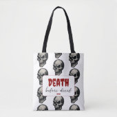 Gotische schedel ‘Dood voor decaf’ | Spooky Funny  Tote Bag (Voorkant)