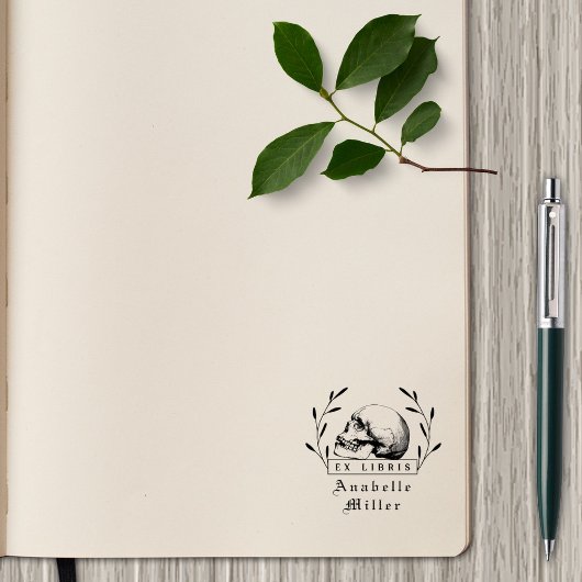 Gotische schedel Elegant  Botanisch Boek Rubberstempel