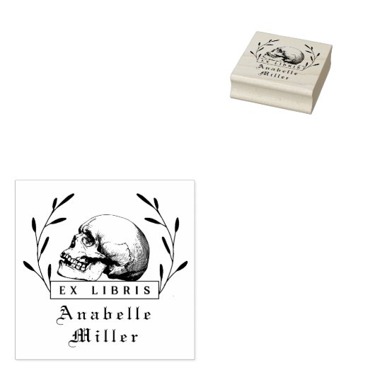 Gotische schedel Elegant Botanisch Boek Rubberstempel (Gestempeld)