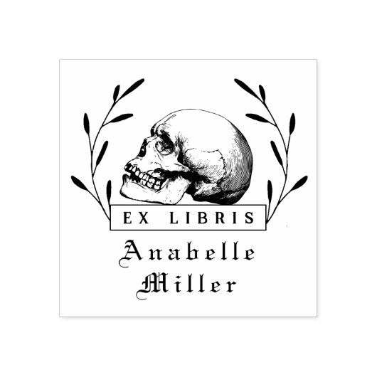 Gotische schedel Elegant Botanisch Boek Rubberstempel (Afrduk)