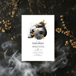 Gotische Schedel en Bloemen Koppels Douche Kaart