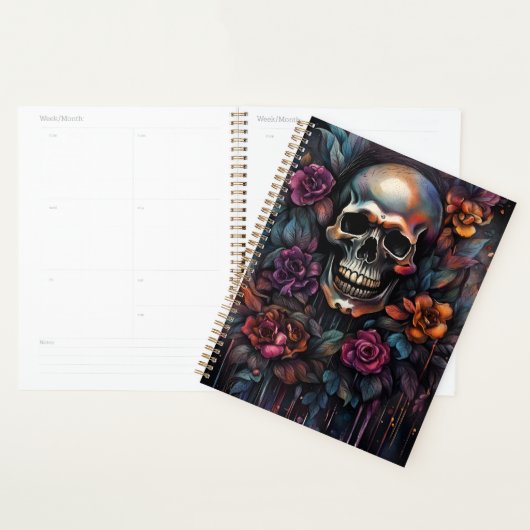 Gotische schedel en bloemen planner (Display)