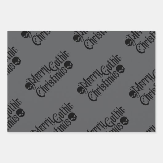 Gotische schedel en draak Vrolijk kerstcadeaupapie Inpakpapier Vel (Voorkant 3)