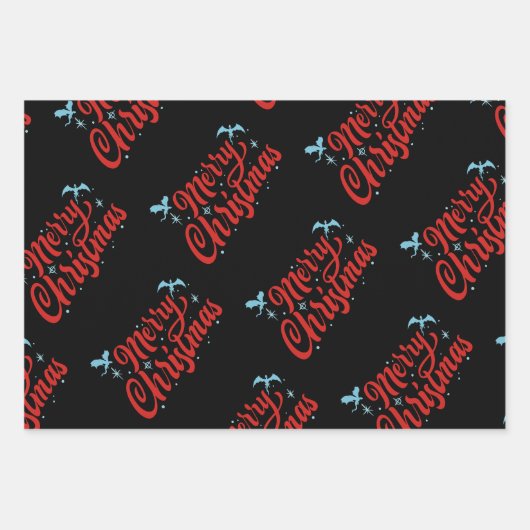 Gotische schedel en draak Vrolijk kerstcadeaupapie Inpakpapier Vel (Voorkant 2)