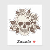 Gotische schedel en ivoren Rozen waterdicht Sticker (Vel)