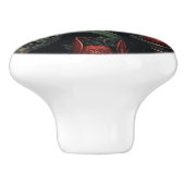 Gotische schedel en kaarsen keramische knop (Zijkant)