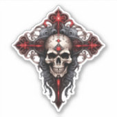 Gotische schedel en kruis sticker (Voorkant)