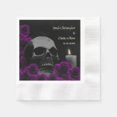 Gotische schedel en Paarse Rozen Halloween bruilof Servet (Voorkant)