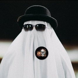 Gotische schedel en pompoen ronde button 3,2 cm