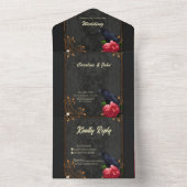 Gotische schedel en raaf. all in one uitnodiging (Binnen)