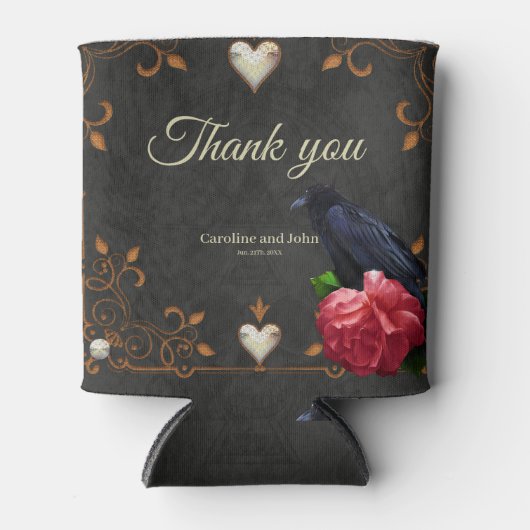 Gotische schedel en raaf. blikjeskoeler (Voorkant)