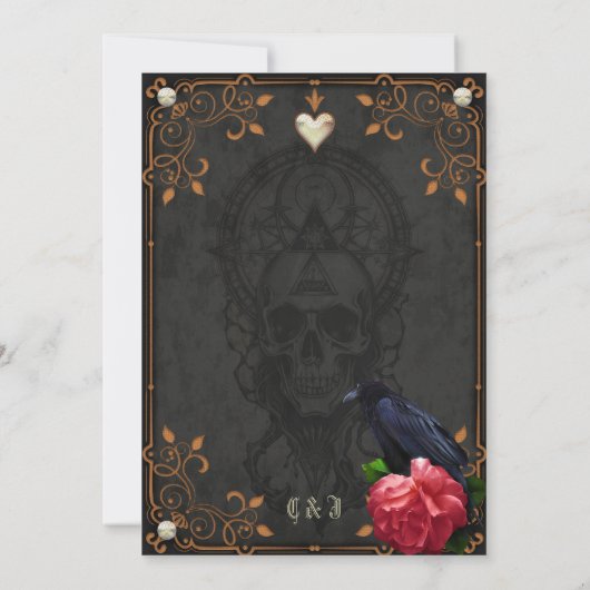 Gotische schedel en raaf. kaart (Achterkant)