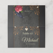 Gotische schedel en raaf. plaatskaartje (Buitenkant ongevouwen)