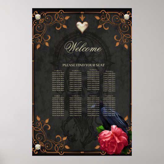 Gotische schedel en raaf. poster (Voorkant)