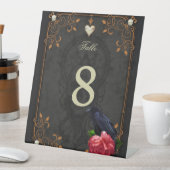 Gotische schedel en raaf. reclamebord met voetstuk (Insitu)