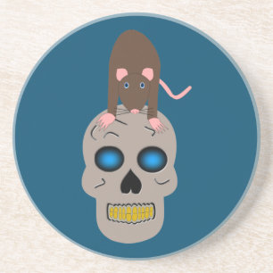 Gotische Schedel en Rat Halloween Zandsteen Onderzetter