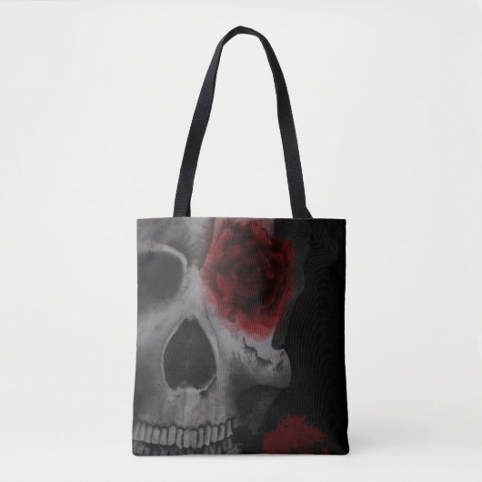 Gotische schedel en rode rozen gedempt tote bag (Voorkant)