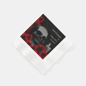 Gotische schedel en rode rozen Halloween bruiloft Servet (Hoek)