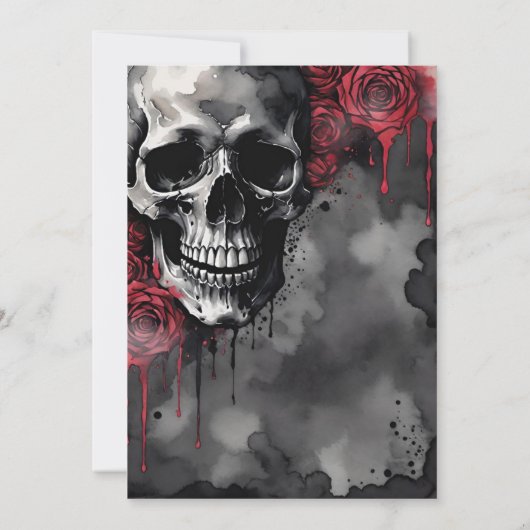 Gotische schedel en rode rozen Halloween handvaste Kaart (Achterkant)