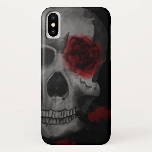 Gotische schedel en rode rozen levendig Case-Mate iPhone case (Achterkant)