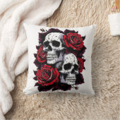 Gotische schedel en Roos motief Kussen (Deken)